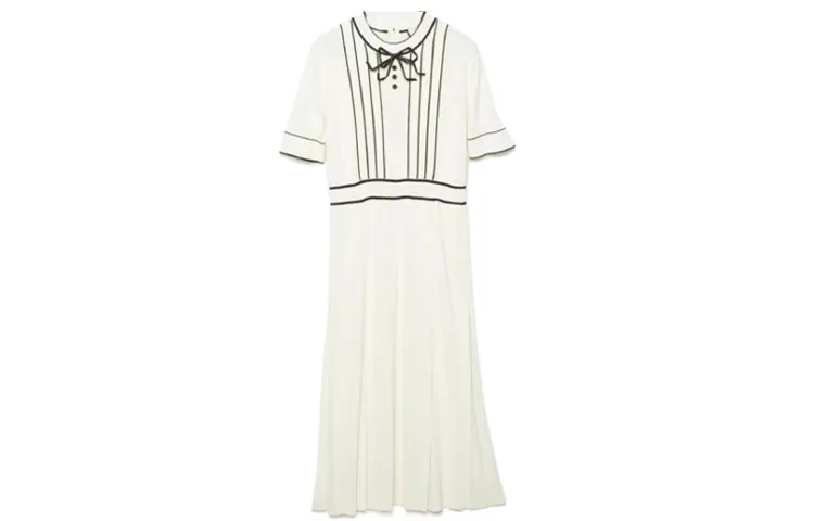 GUCCI SS23 Short Sleeved Dress Women's Ecru