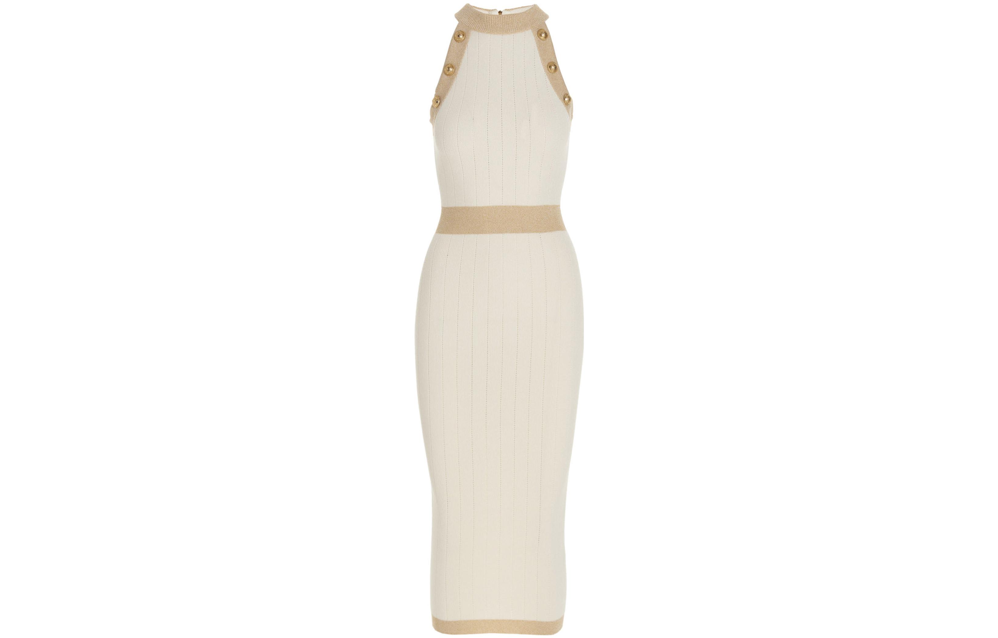 Женское платье BALMAIN (бежевое)