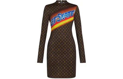 LOUIS VUITTON Long Sleeved Dress Women's Multicolor