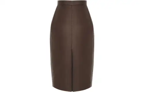 SAINT LAURENT Leather Long Skirts Women's Brown Moderate Mid Length Other