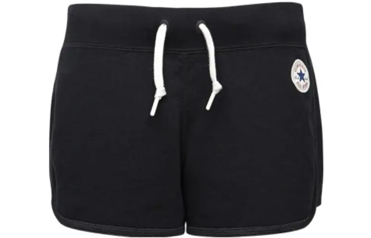 Converse Casual Shorts Solid Color Drawstring Straight Fit Breathable Women's Black