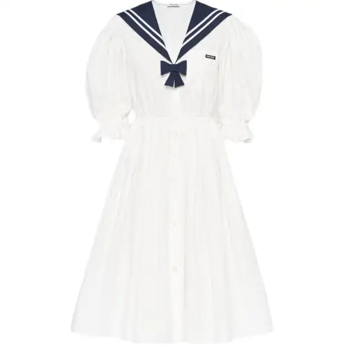 MIU MIU FW21 Short Sleeved Dress Women's White