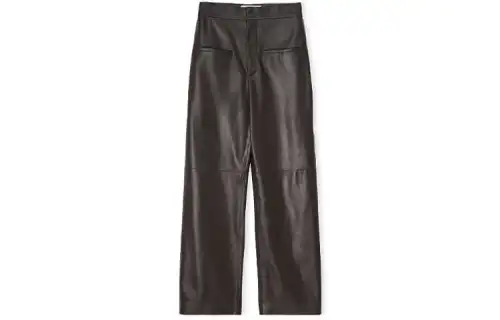 LOEWE Leather Pants Women's Dark Brown Moderate Straight Fit Pants