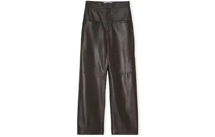 LOEWE Leather Pants Women's Dark Brown Moderate Straight Fit Pants