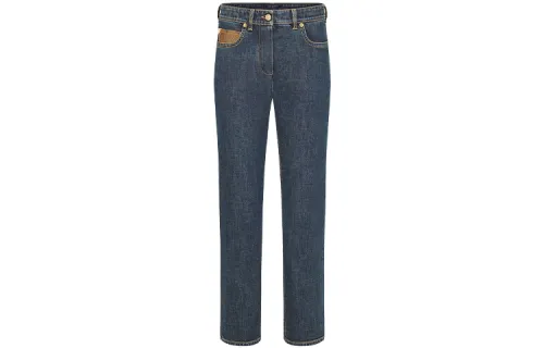 LOUIS VUITTON New Quarterly Products Of LV Jeans Women's Denim Blue Moderate Straight Fit Pants