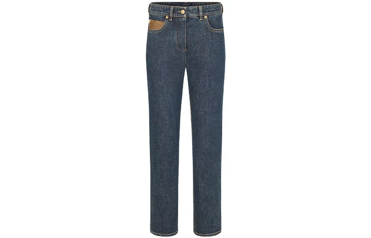 LOUIS VUITTON New Quarterly Products Of LV Jeans Women's Denim Blue Moderate Straight Fit Pants