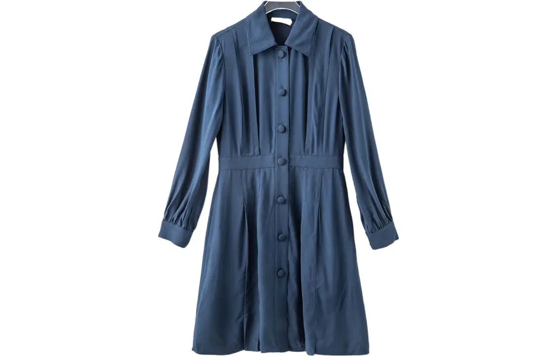 COACH Long-Sleeved Dresses Women's Navy Lapel Moderate Mid-Length