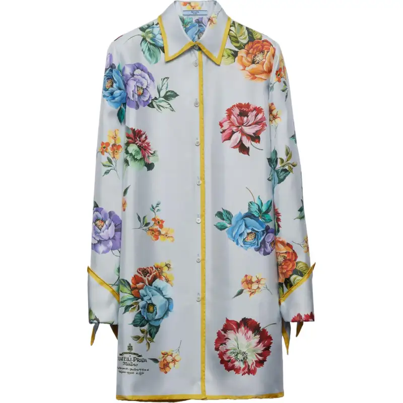 PRADA Floral-print Silk Shirtdress