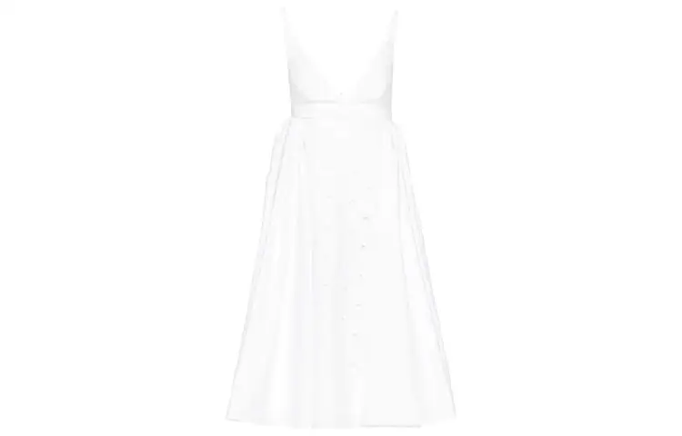 PRADA Sleeveless Dresses Women's White V Neck Moderate