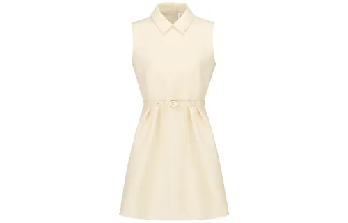 DIOR Quarterly New Products Sleeveless Dresses Women's Ecru Square Collar Moderate Short