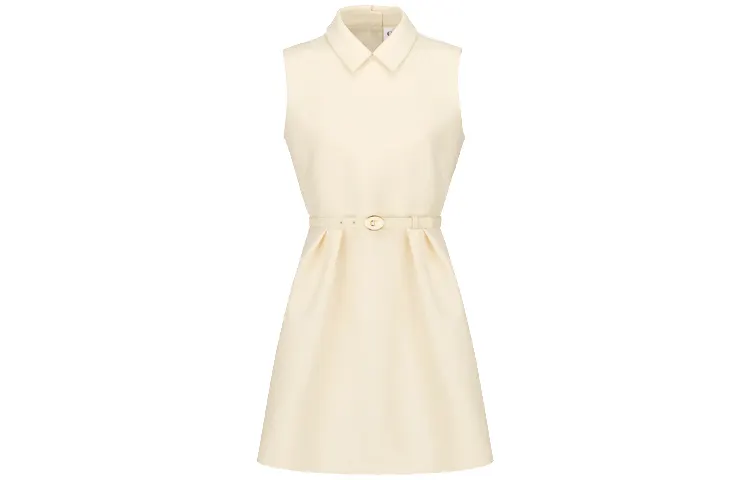 DIOR Quarterly New Products Sleeveless Dresses Women's Ecru Square Collar Moderate Short