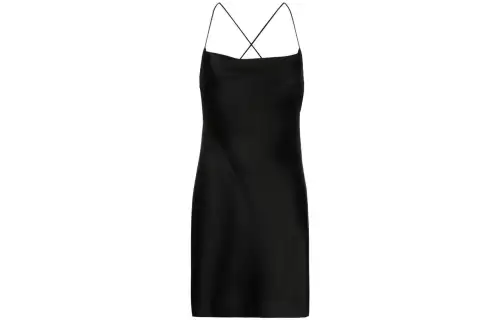 Saint Laurent Cross-Over Strap Draped Mini Dresse