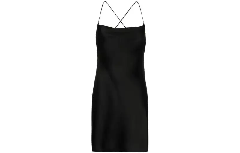 Saint Laurent Cross-Over Strap Draped Mini Dresse
