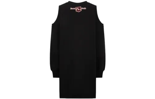 EVISU Slip Dresses Women's Black Crew Neck Moderate Mid Length