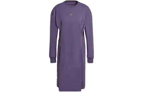 Adidas Originals Long Sleeved Dresses Women's Purple Crew Neck Moderate Mid Length