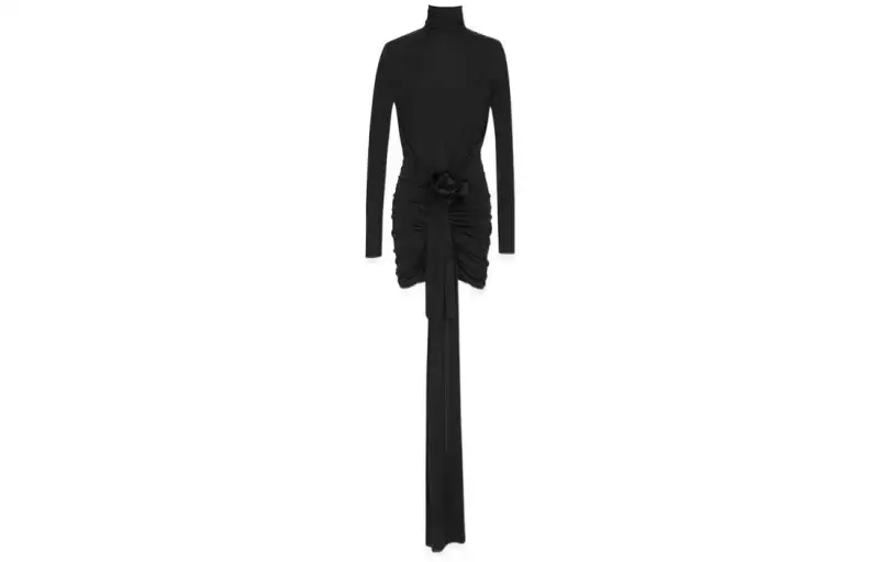 SAINT LAURENT Draped Turtleneck Mini Dress