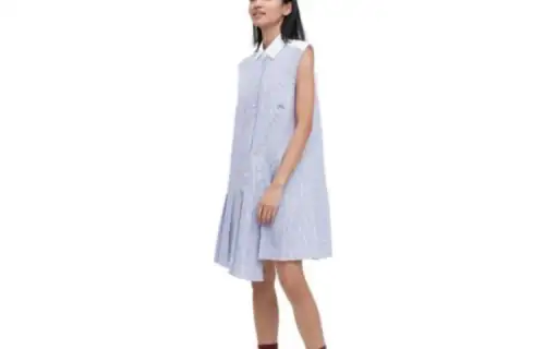 UNIQLO Sleeveless Dresses Women's Sky Blue Square Collar Mid Length