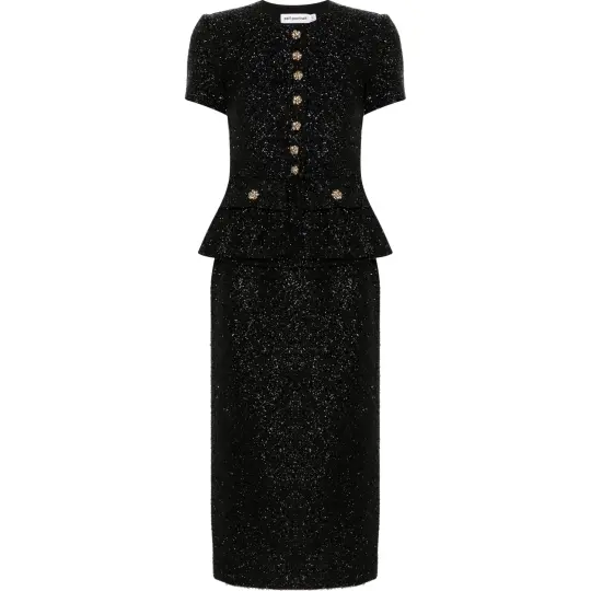 Self-portrait Tinsel-bouclé Midi Dress