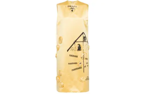 PRADA Sleeveless Dresses Women's Yellow Crew Neck Moderate