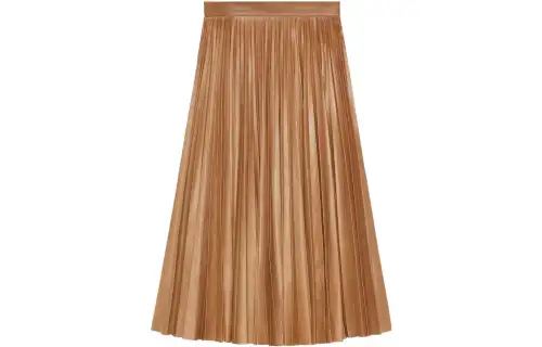 GUCCI SS22 Leather Long Skirt Women's Brown