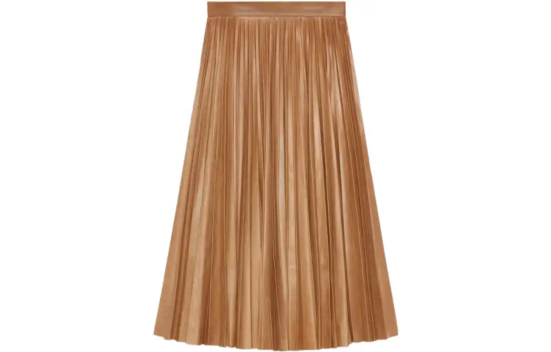 GUCCI SS22 Leather Long Skirt Women's Brown