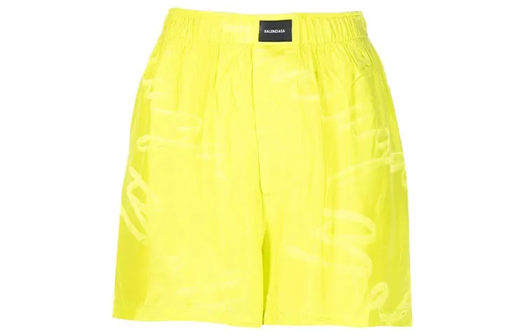 Balenciaga Casual Shorts Women's Yellow Moderate Straight Fit Pants