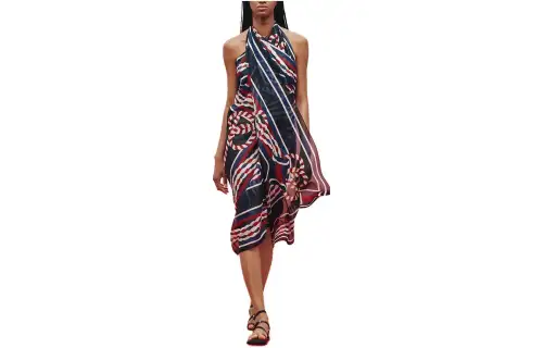 HERMES Sleeveless Dresses Women's Navy Moderate Mid Length