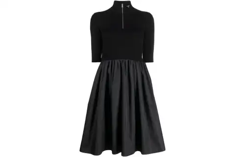 PRADA Nylon And Knit Midi Dress 'Black'