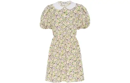 MIU MIU Short Sleeved Dress Women's Yellow