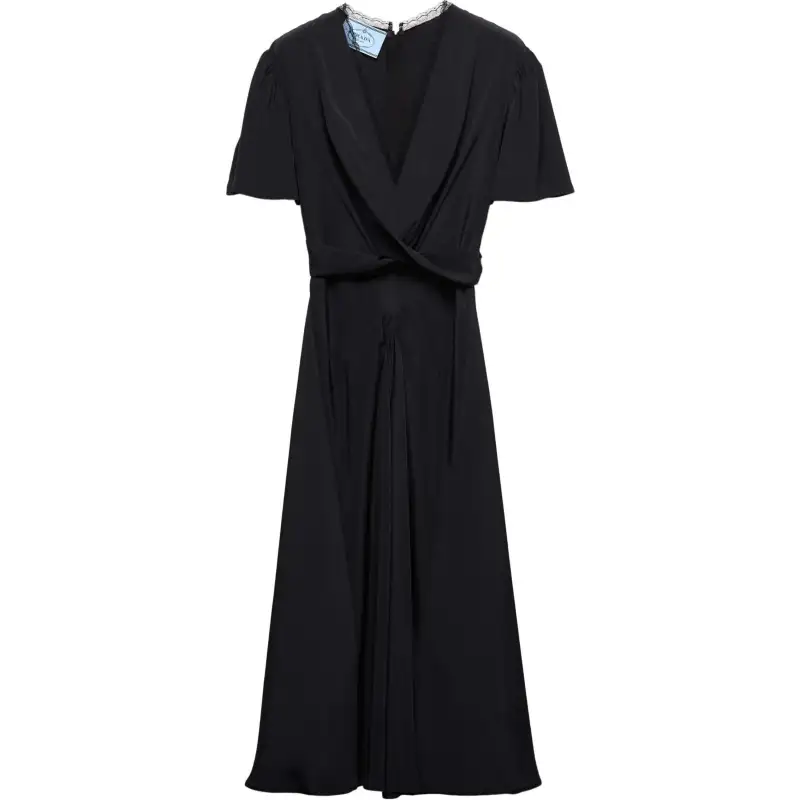 PRADA V neck Short sleeve Midi Dress