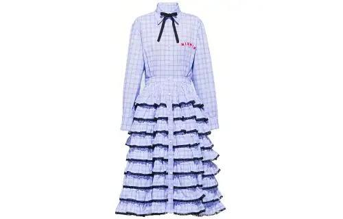 MIU MIU SS21 Long Sleeved Dress Women's Blue