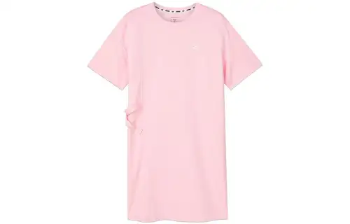 Skechers Short Sleeved Dresses Women's Ladylike Pink 013W Crew Neck Moderate Mid Length