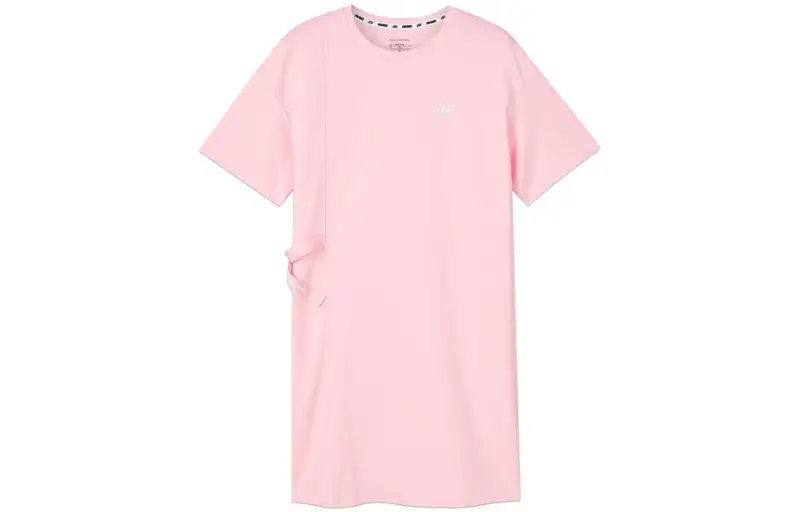 Skechers Short Sleeved Dresses Women's Ladylike Pink 013W Crew Neck Moderate Mid Length