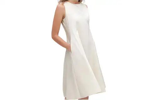 UNIQLO Sleeveless Dresses Women's Ivory Crew Neck Moderate Mid Length