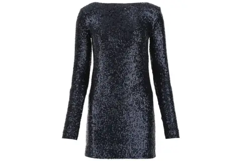 SAINT LAURENT SS21 Long Sleeved Dress Women's Blue