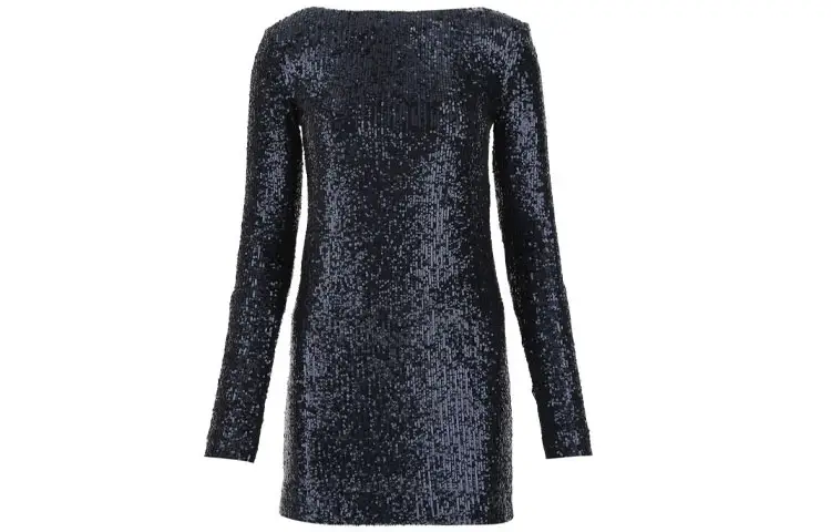 SAINT LAURENT SS21 Long Sleeved Dress Women's Blue