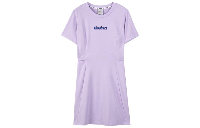 Skechers Colorful Letter Print Short Sleeved Dress Women's