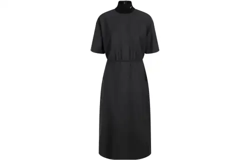 PRADA Short Sleeved Dresses Women's Black Stand Collar Moderate Mid Length