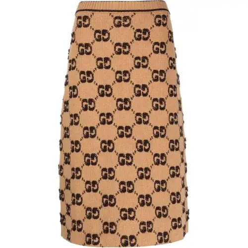GUCCI Gg Jacquard A-Line Knit Skirt