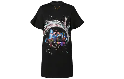 LOUIS VUITTON Short Sleeved Dress Women's Black