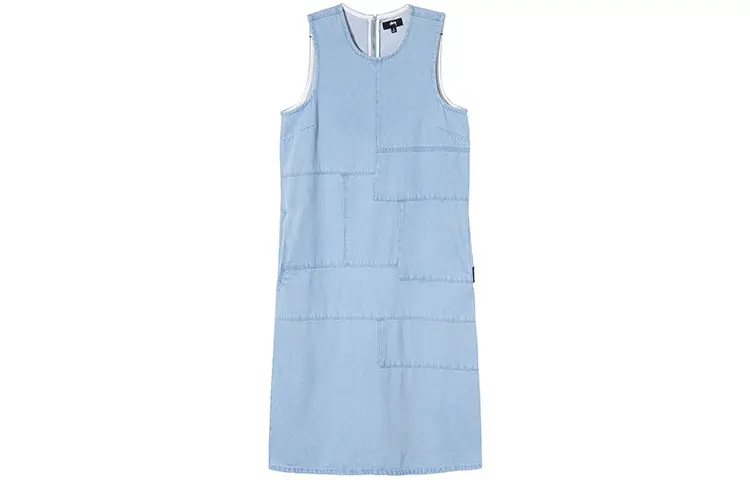 Stussy Sleeveless Dresses Women's Blue Crew Neck