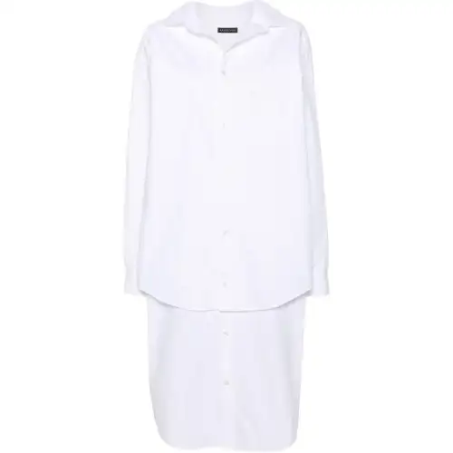 Balenciaga embroidered-logo layered shirt dress