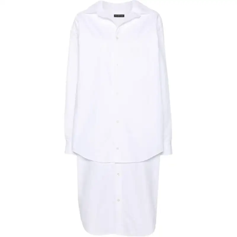 Balenciaga embroidered-logo layered shirt dress