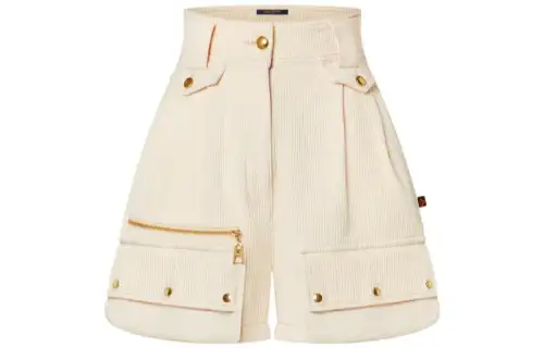Lv Ribbed Denim Safari Shorts