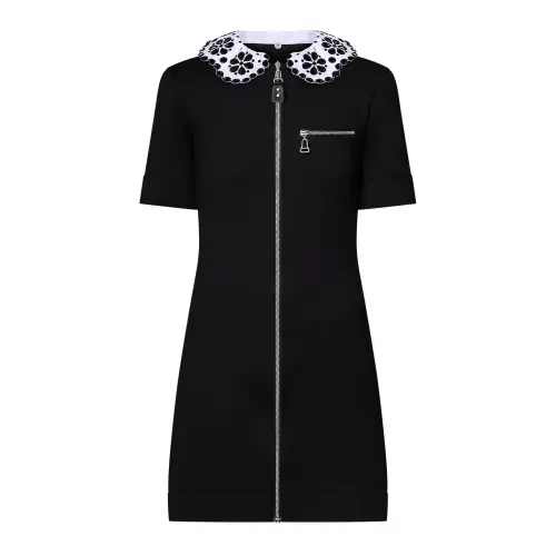 LOUIS VUITTON Broderie Collar Zip-Up Knit Dress