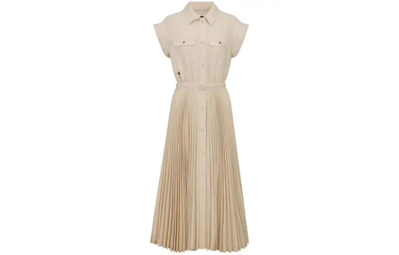 DIOR SS24 Short Sleeved Dress Women's Gold