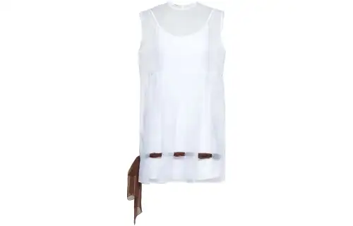 MIU MIU Sleeveless Dresses Women's White Crew Neck Thin