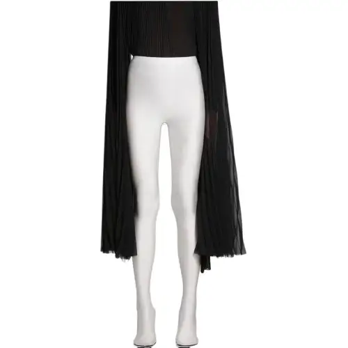 Balenciaga White Black Anatomical Pants Leggings, Slim Fit Women's White