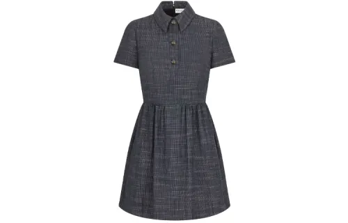 DIOR Short Sleeved Dress Women's Blue Gray