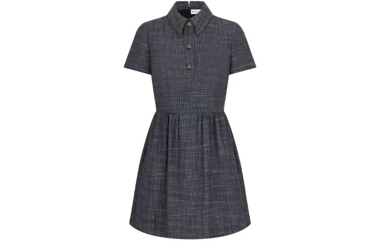 DIOR Short Sleeved Dress Women's Blue Gray